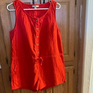 Polagram Vibrant Red Sleeveless Romper
